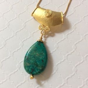 14k Turquoise Pendant Necklace 16”